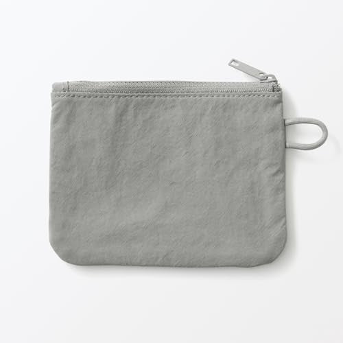 MUJI Wrinkled Nylon Small Flat Pouch Gray For Travel
