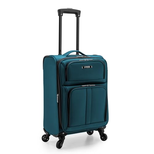 U.S. Traveler Anzio Softside Expandable Luggage with Spinner Wheels, Teal, 22-Inch Carry-on