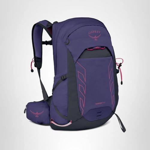 Osprey Tempest 22L Women's Lightweight Hiking Backpack - Small Daypack for Travel & Camping, Deep Fig/Hotspot Pink