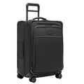 Briggs & Riley 24 Inch Compact Checked Suitcase Luggage with Wheels - Zipperless Compression Expansion System, 360 Spinner, Flat Packing Interior, Accessible Front Pocket - Baseline Collection - Black
