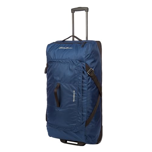 Eddie Bauer Traverse Luggage | Roller Wheels | Telescoping Handle | Travel | Vacation | Ripstop Nylon - Medium Indigo, 31"