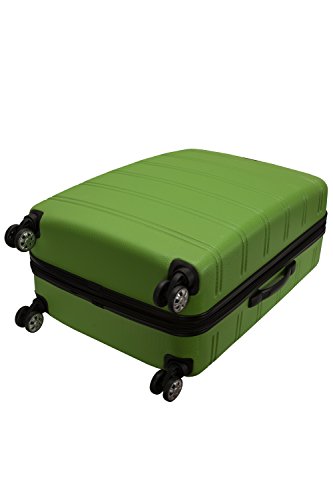 Rockland Melbourne Hardside Expandable Spinner Wheel Luggage, Checked Large 28", Green
