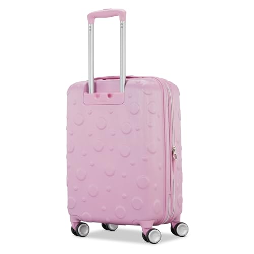 American Tourister Minnie Mouse Carry-On Luggage - Airline Approved, Durable Hardshell with RightHeight Adjustable Handle - Expands 1.5in - Roll Confidentially with Dual 360 Spinner Wheels