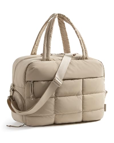 BAGSMART Gym Bag for Women, Carry on Travel Duffel Bag, Water-resistant Weekender with Shoe Compartment for Gym Travel Work, Desert, Medium