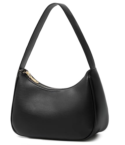 CYHTWSDJ Shoulder Bags for Women, Cute Hobo Tote Handbag Mini Clutch Purse with Zipper Closure (Black)