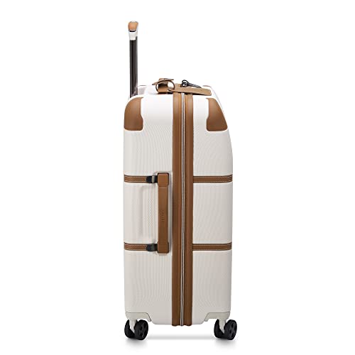DELSEY PARIS Chatelet Air 2.0 Checked Suitcase 24 Inch Medium, Hardside Polycarbonate Luggage, Dual-Density Spinner Wheels, TSA Lock, Angora