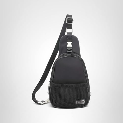 Calvin Klein Jessie Organizational Sling Backpack, Black/Silver, One Size
