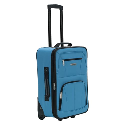Rockland Fashion Softside Upright Luggage Set, Expandable, Wheel, Telescopic Handle,Turquoise, 2-Piece (14/19)