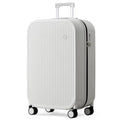 mixi 26 Inch Large Checked Luggage PC Hardshell Suitcases with Wheels for Travel Woman Men, Smoke White