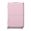 July Checked Plus Expandable - 28.75" Airline Approved Check In Luggage with Wheels, Rolling Suitcase for Men & Women - TSA Lock, Silent Spinner Wheels, Expansion Zip, Y-Strap - Blush Pink