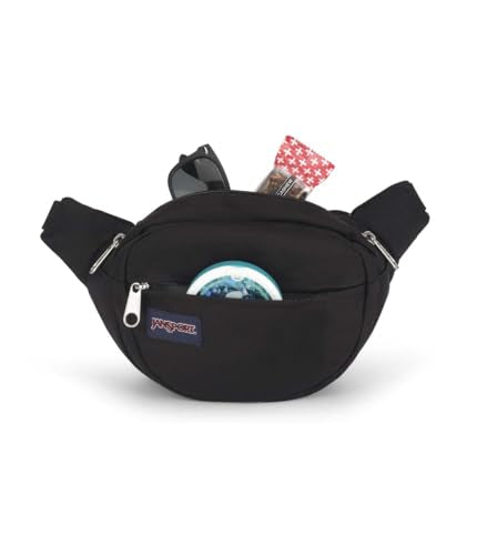 JanSport Fifth Avenue Fanny Pack Crossbody Bags for Women, Men - Stylish, Durable Waist Bag with Adjustable Belt, Main Zippered Pocket, Quick Stash Pocket, Travel Essentials, Black