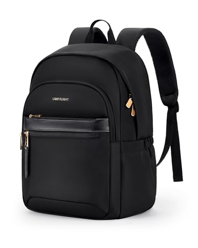 LIGHT FLIGHT Travel Backpack for Women, 15.6 Inch Stylish Laptop Backpack, Computer Bag for College Work Daily, Water-Resistant Casual Daypack with USB Port, Black