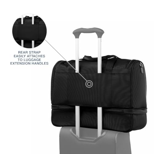 Travelpro Maxlite 5 Carry-On Weekender with Drop-Bottom Compartment, Lightweight Overnight Travel Duffel Bag, 19-Inch — Black