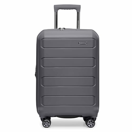 Traveler's Choice Pagosa Hardshell Expandable Luggage with Spinner Wheels, Gray, 2-Piece Set (22/27)