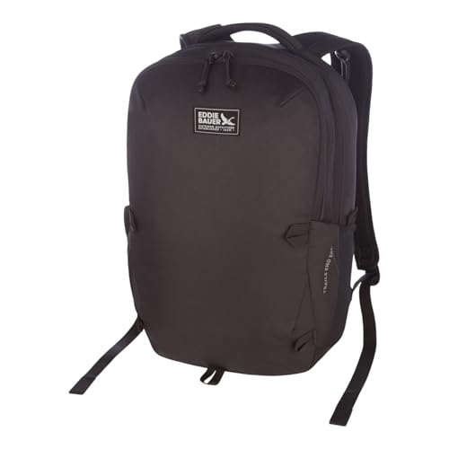 Eddie Bauer Trail Ends Backpack 28L | Laptop Sleeve | Everyday Carry | Travel | Work | Commuting | Stretch Side Pockets | Padded Shoulder Straps | Mesh Back - Black