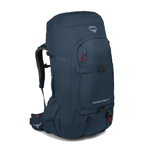 Osprey Farpoint Trek 75L Men's Travel Backpack, Muted Space Blue