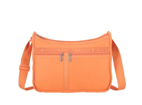 LeSportsac Tangerine Deluxe Everyday Crossbody Bag + Cosmetic Bag, Style 7507/Color R119, Uplifting & Vibrant Juicy Orange, Zesty New Neutral Evokes Joy, Positivity & Friendship, Luminous Citrus Shade