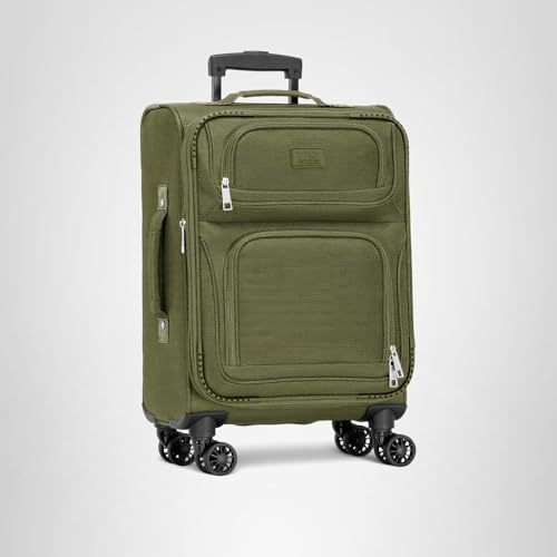 U.S. Traveler Rio Lightweight Softside Rolling Carry-on Suitcase, 2-Wheel Set, Green