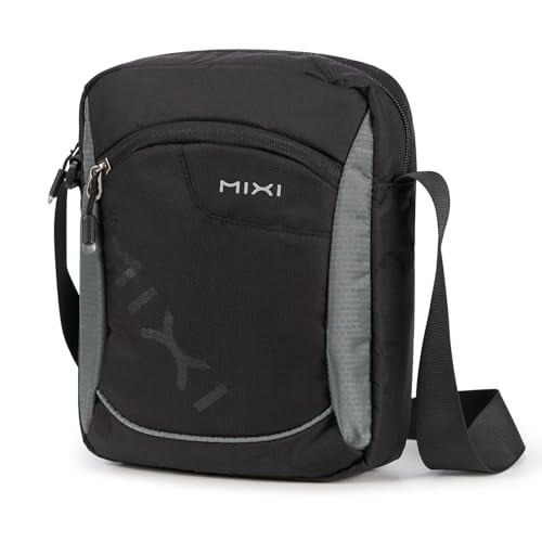 mixi Crossbody Sling Bag for Men Women Lightweight Water Resistant Casual Shoulder Bag for Daily Commute Travel Hiking Daypack, 11 inch Black Gray