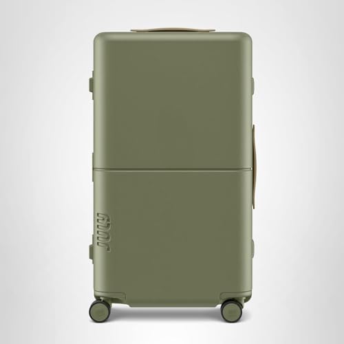 July Checked Trunk - 26.8" Zipperless Airline Approved Check In Luggage with Wheels, 80/20 Opening Spinner Suitcase - TSA Lock Rolling Suitcase, Spinner Wheels, Y-Strap - Matte Moss Green