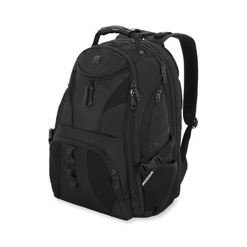 SWISSGEAR 1900 ScanSmart TSA Laptop Backpack Fits 17 Inch Laptop with RFID Protection and Tablet Pocket, Black/Black, 19-Inch