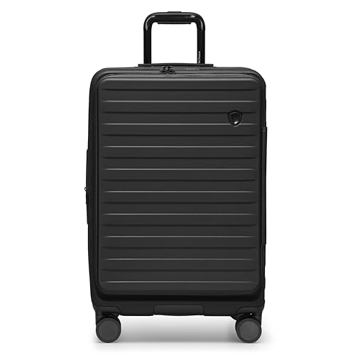 Traveler's Choice Novia Top Opening Expandable Polycarbonate Luggage with Spinner Wheels, Black, 25-Inch Medium