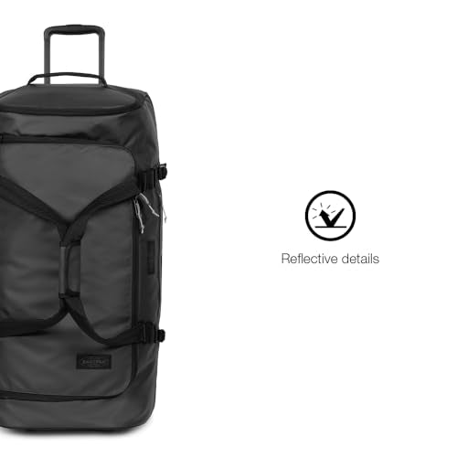 Eastpak Duffel Pack Wheel M – 60L Wheeled Duffel with Telescopic Handle, Convertible Backpack Straps, Weatherproof Finish & Gear Loops, Tarp Black