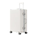 AnyZip Luggage PC+ABS Aluminum Frame Zipperless Checked Luggage Hard Shell Suitcase with TSA Lock Double Spinner Wheels 24 Inch White