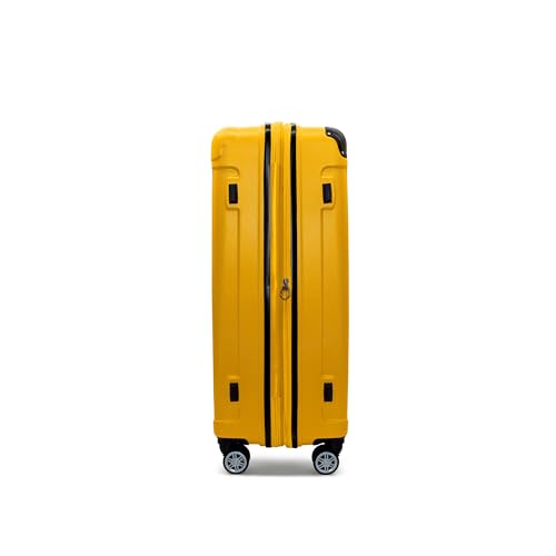 Gabbiano Bravo Expandable Hardside Suitcases with Spinner Wheels, Rolling Travel Bag Bundle, Lightweight ABS Hardshell, 3-Piece Hardside Luggage Set (Yellow, Medium 29")