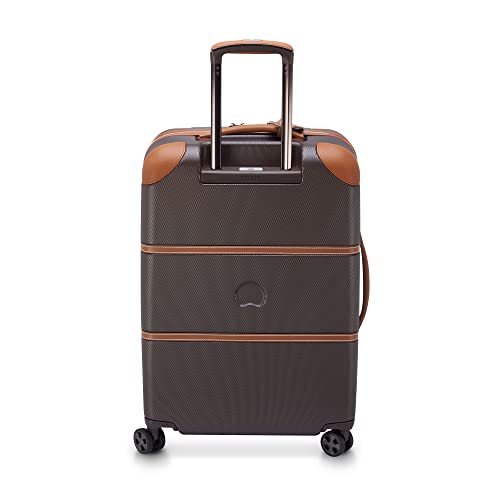 DELSEY PARIS Chatelet Air 2.0 Checked Suitcase 24 Inch Medium, Hardside Polycarbonate Luggage, Dual-Density Spinner Wheels, TSA Lock, Chocolate Brown