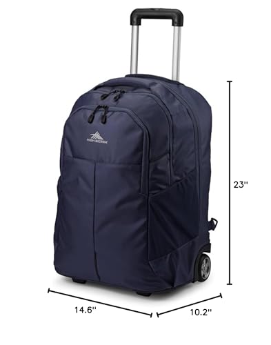 High Sierra Powerglide Pro Wheeled Backpack, Rolling Laptop Bag for Travel, Fits most 15.6” Laptops, 40L, Indigo Blue