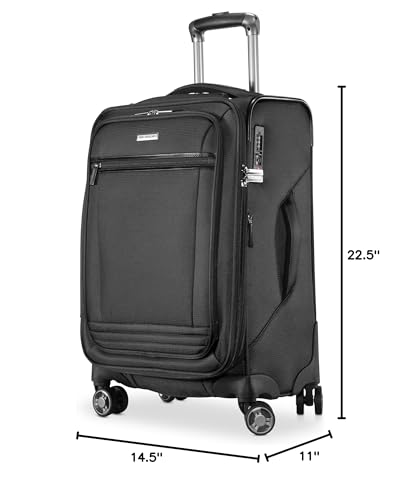 Ricardo Beverly Hills Avalon Softside Luggage Made with Sustainable 100% Recycled PET (rPET), Lightweight, Eco-Friendly Travel, Expandable, Dual Spinner Wheels, Black, 20-inch