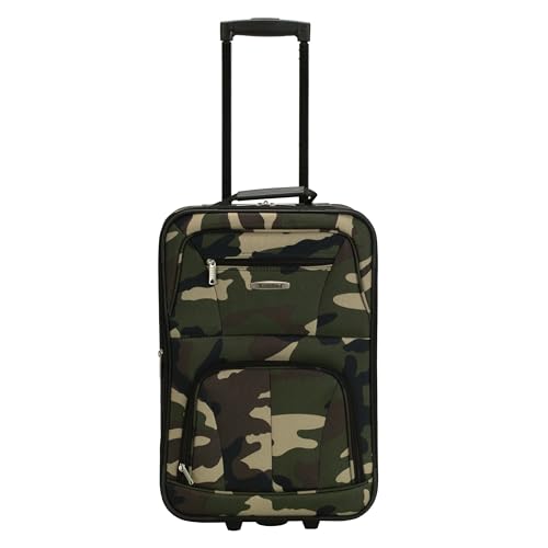 Rockland Fashion Softside Upright Luggage Set,Expandable, Wheel, Telescopic Handle, Camouflage, 2-Piece (14/19)