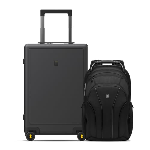 LEVEL8 Luminous Carry On Luggage 20" Inch with Laptop Backpack-Grey