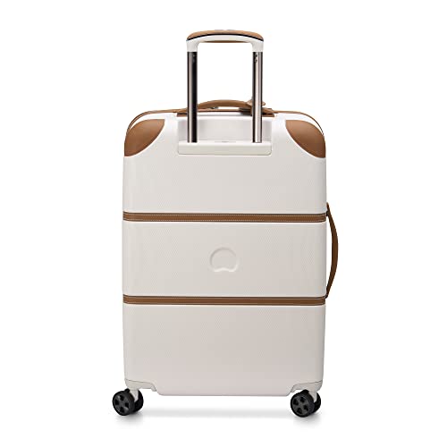DELSEY PARIS Chatelet Air 2.0 Checked Suitcase 24 Inch Medium, Hardside Polycarbonate Luggage, Dual-Density Spinner Wheels, TSA Lock, Angora