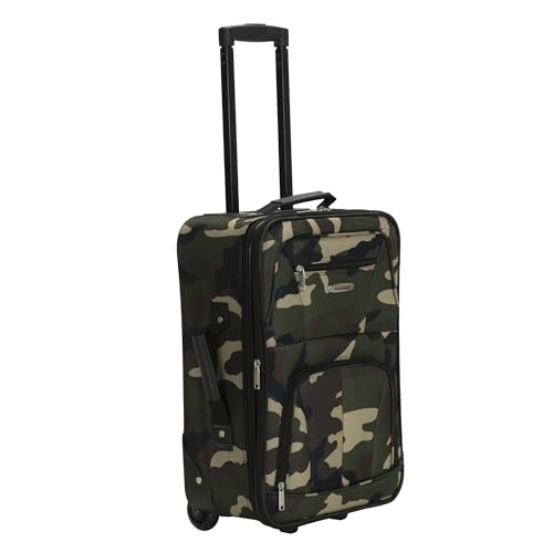 Rockland Fashion Softside Upright Luggage Set,Expandable, Wheel, Telescopic Handle, Camouflage, 2-Piece (14/19)