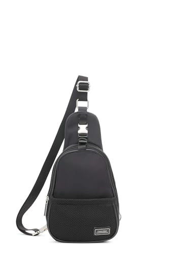 Calvin Klein Jessie Organizational Sling Backpack, Black/Silver, One Size