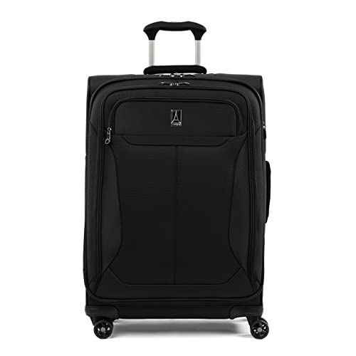 Travelpro Tourlite Softside 25" Expandable Luggage with 4 Spinner Wheels, Lightweight Suitcase, Checked Medium, Black