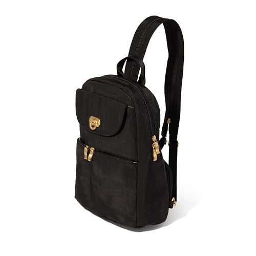 Baggallini Coastal Flip Lock Day Pack - Lightweight Convertible Small Backpack Sling Crossbody Bag
