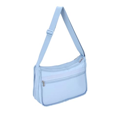 LeSportsac Blue Iris Deluxe Everyday Crossbody Bag + Cosmetic Bag, Style 7507/Color R133, Fashion Trending Cool Coastal Sky French Blue, Tranquil New Neutral, Subtle Sheen, Recycled Collection