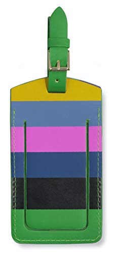 Kate Spade New York Vegan Leather Luggage Tag for Women, Durable Suitcase ID Tag, Enchanted Stripe