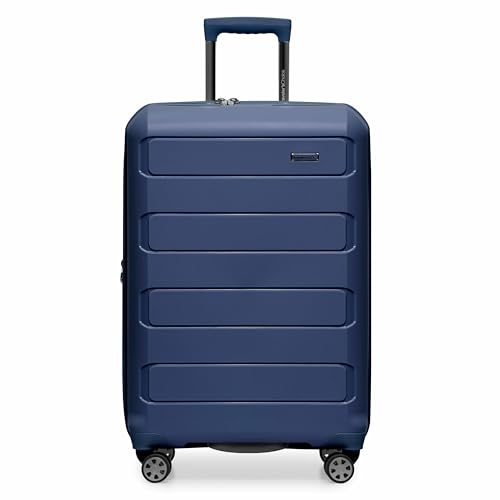 Traveler's Choice Pagosa Hardshell Expandable Luggage with Spinner Wheels, Navy, 26-Inch Medium