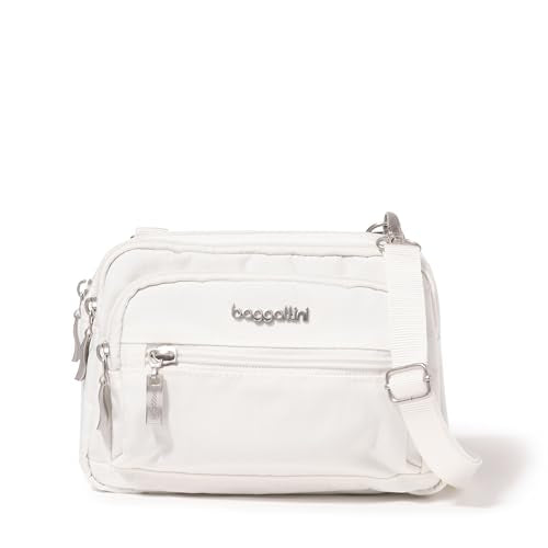 Baggallini Triple Zip Small Crossbody Bag for Women - 8x6 inch Convertible Fanny Pack Belt Bag - Lightweight Water-resistant