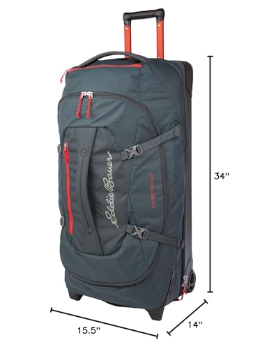 Eddie Bauer Expedition Rolling Duffel Bag with Wheels | Travel | Check-In | Luggage | Rugged | Durable - Storm, 34"