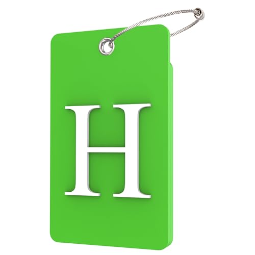 Gostwo 2 Pack Luggage Tags for Suitcases, 26 Initial Letter Travel Luggage Baggage Identification Labels ID Tag Fully Bendable Tags with Stainless Steel Loop (Green) (Letter H)