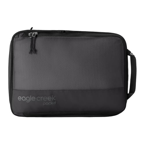 Eagle Creek Pack-It Reveal Compression Cube - Lightweight Compression Cube for Optimizing Luggage Space - Convenient Top Handle - Easy-Grab Zipper - Washable - Medium - Black