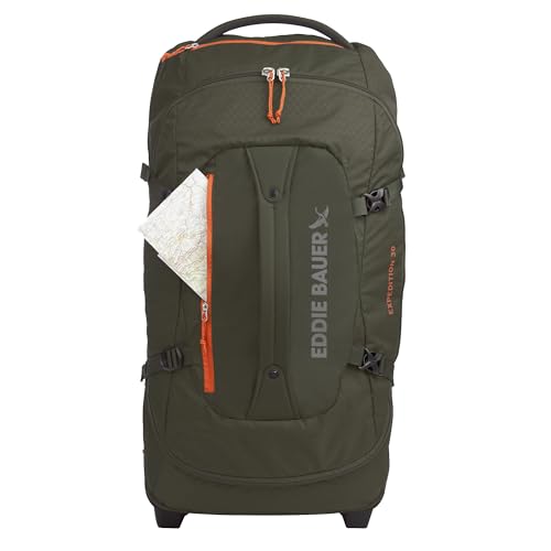 Eddie Bauer Expedition Rolling Duffel Bag with Wheels | Travel | Check-In | Luggage | Rugged | Durable - Dark Thyme, 30"