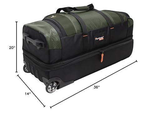Pathfinder Gear 36 Inch Rolling Drop Bottom Duffel, Olive, One Size