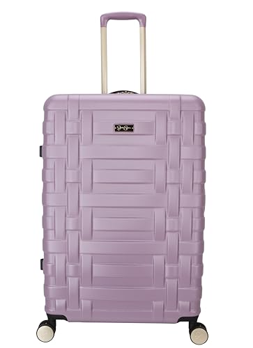 Jessica Simpson Taffeta 28" Expandable 8-Wheel Spinner Large Checked Luggage Suitcase, Dusty Orchid