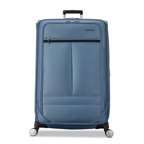 Samsonite Soft-Sided 29-Inch Lightweight Large Checked Expandable Element Suitcase: Durable, 360° Spinner Wheels, Adjustable Telescopic Handle, 2 Front & 1 Side Pocket- Captains Blue